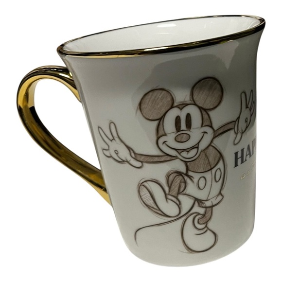 Disney Mickey Mouse "Happiness is a State of Mind" Gold trimmed Mug - Picture 4 of 8